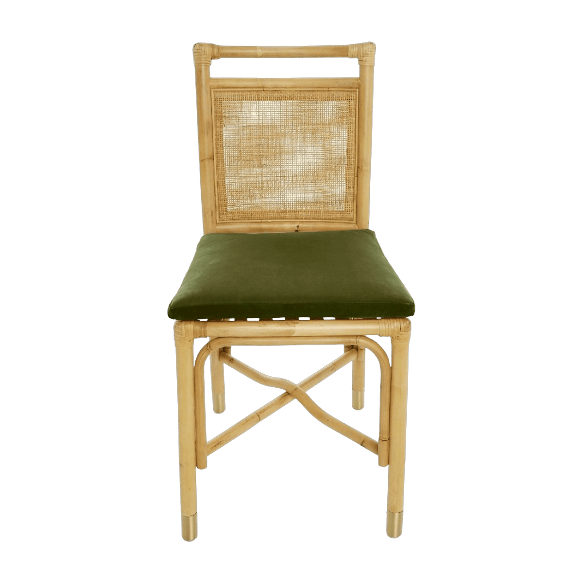 Chaise en rotin coussin velours vert Riviera - KOK - The Cool Republic