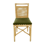 Chaise en rotin coussin velours vert Riviera - KOK - The Cool Republic