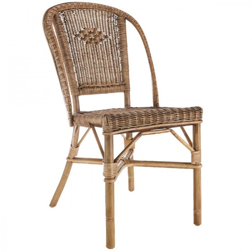 Chaise en rotin patiné vieilli Albertine - KOK - The Cool Republic