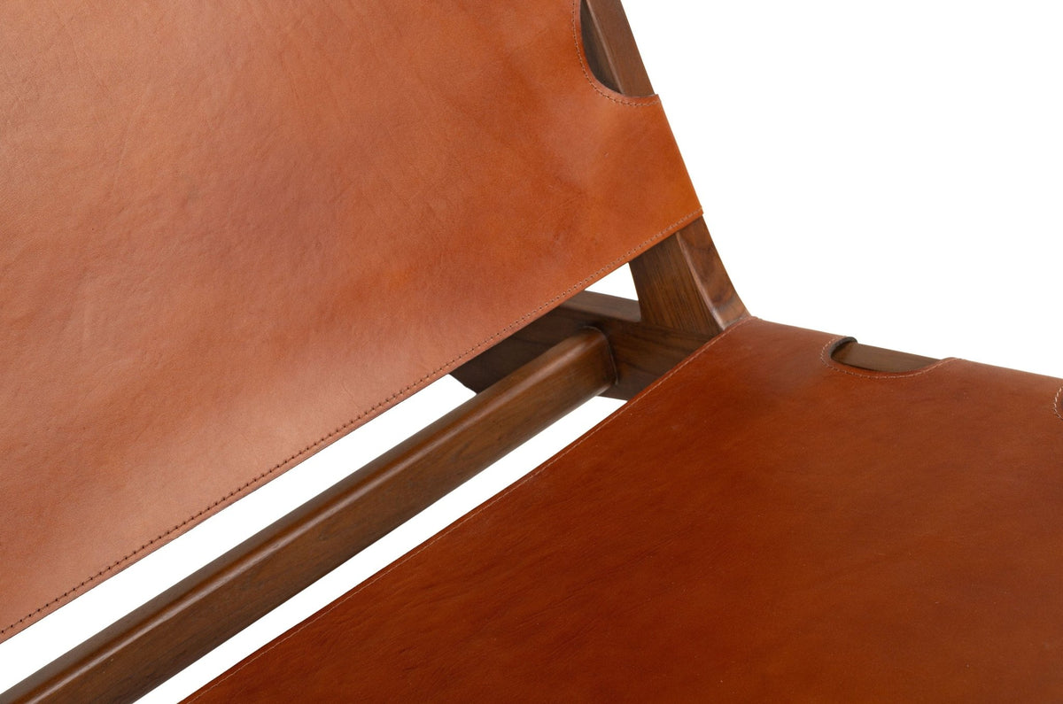 Chaise en teck et cuir naturel 60x82x74cm Nomad - Versmissen - The Cool Republic