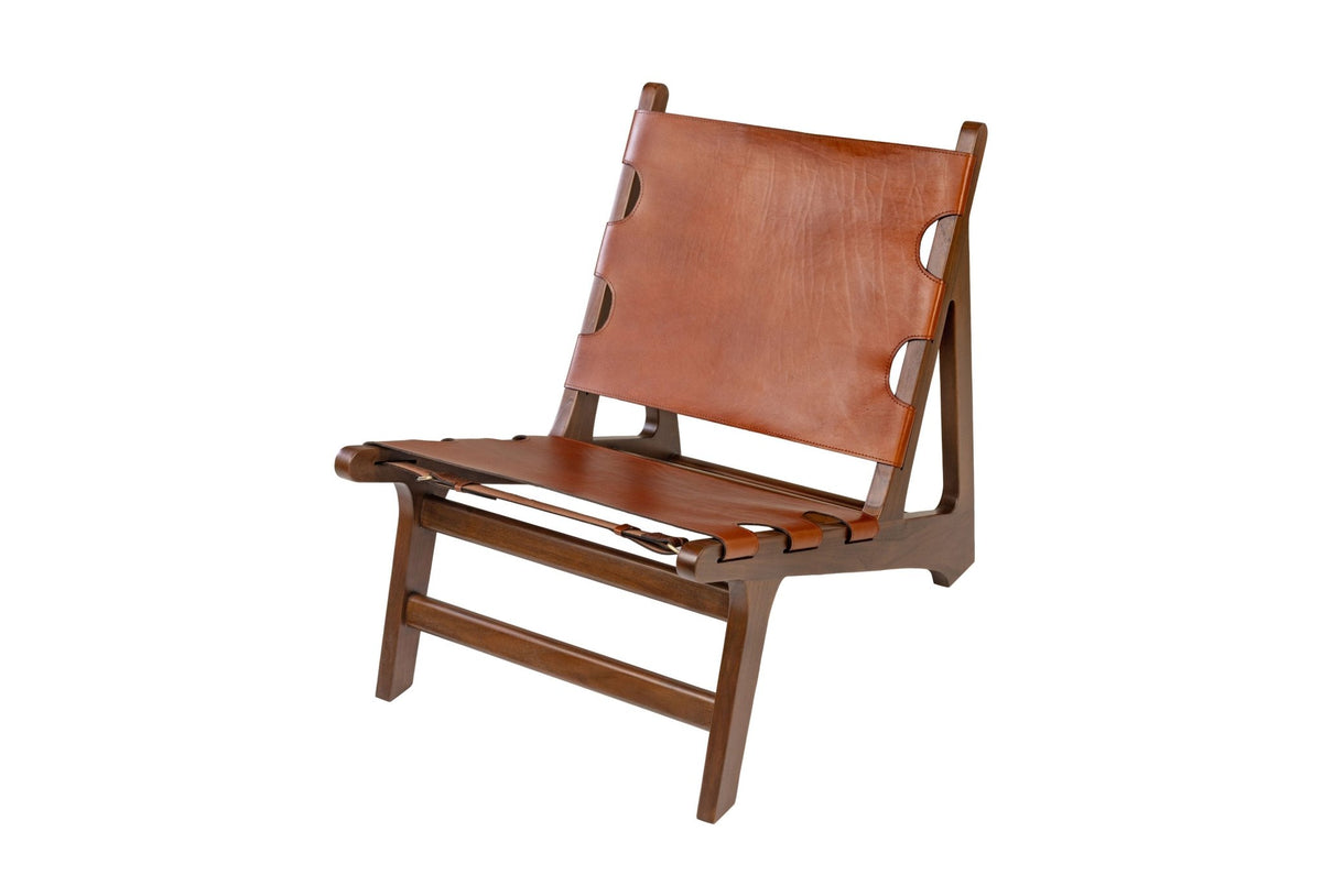 Chaise en teck et cuir naturel 60x82x74cm Nomad - Versmissen - The Cool Republic