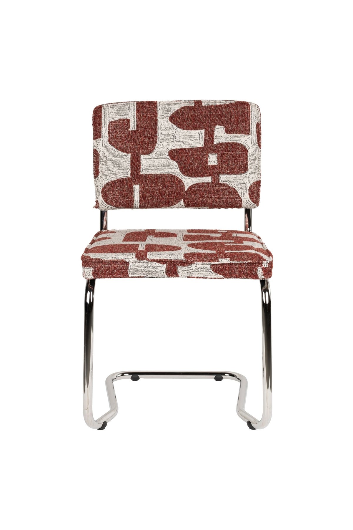 Chaise en tissu aux motifs rouge et acier chromé Ridge - Zuiver - The Cool Republic
