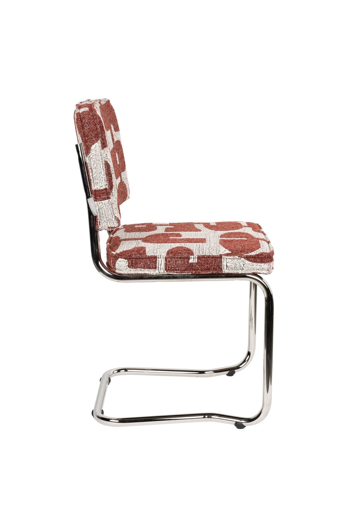 Chaise en tissu aux motifs rouge et acier chromé Ridge - Zuiver - The Cool Republic