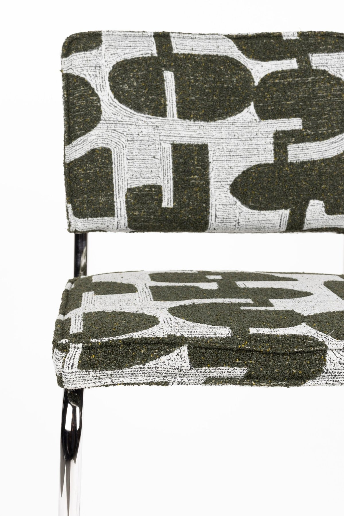 Chaise en tissu aux motifs vert et acier chromé Ridge - Zuiver - The Cool Republic