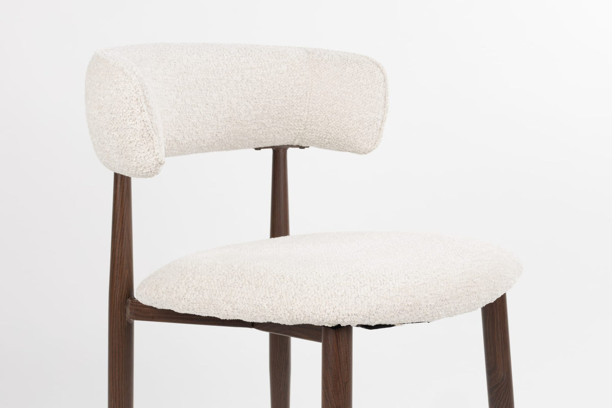 Chaise en tissu beige et bois marron 48x57,5x79cm Aveline - White Label Living — vue 10