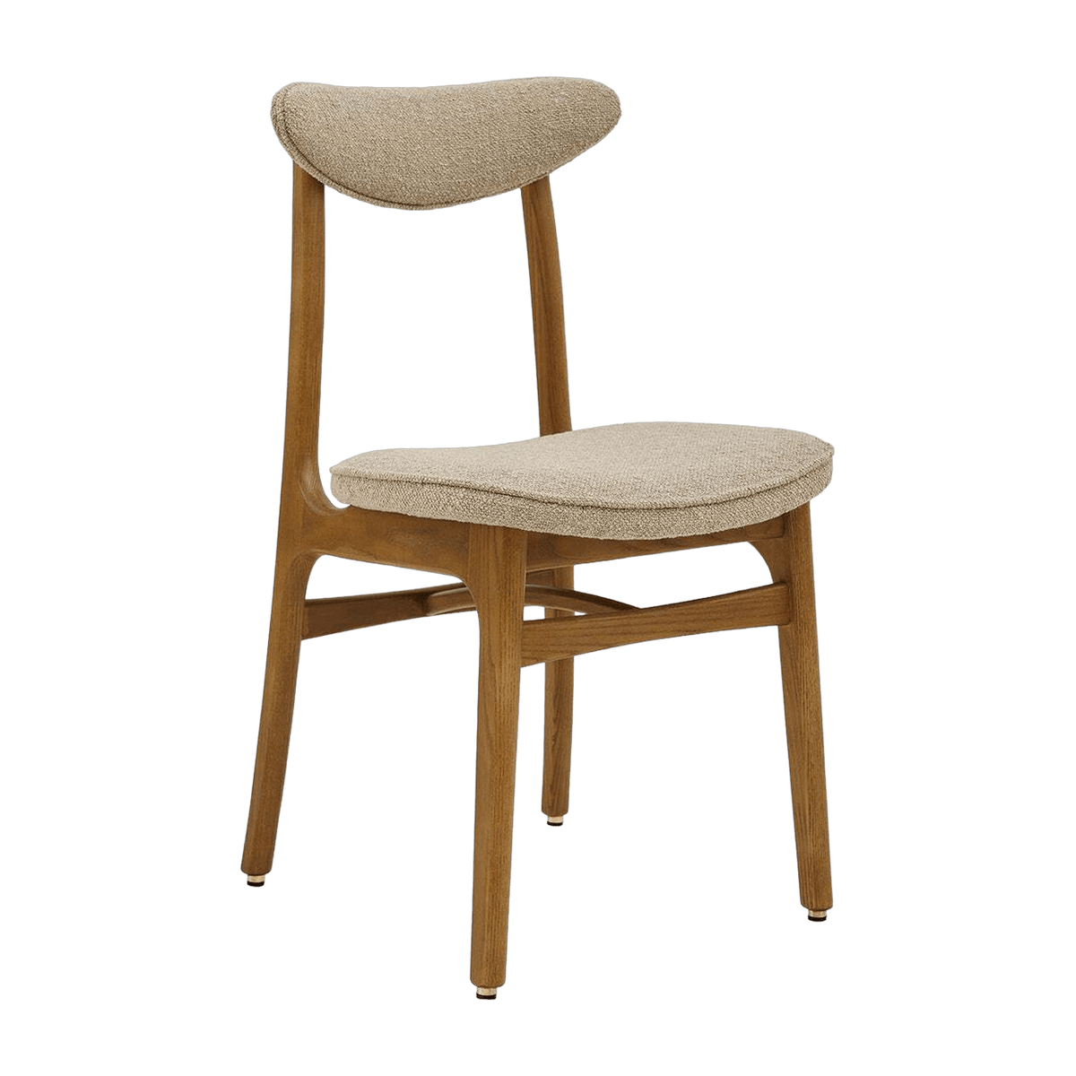 Chaise en tissu beige et frêne foncé 52 x 45 bouclé Série 200-190 - 366 Concept - The Cool Republic