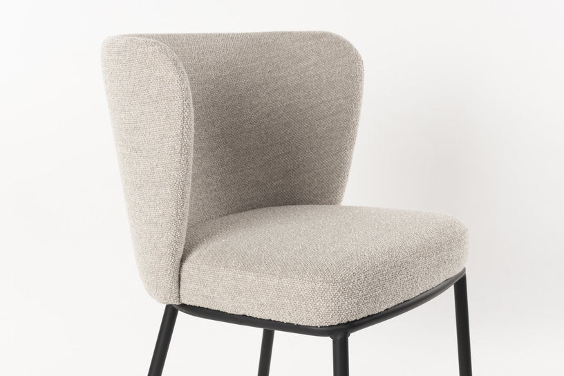 Chaise en tissu beige et métal noir Marius - The Cool Republic - The Cool Republic