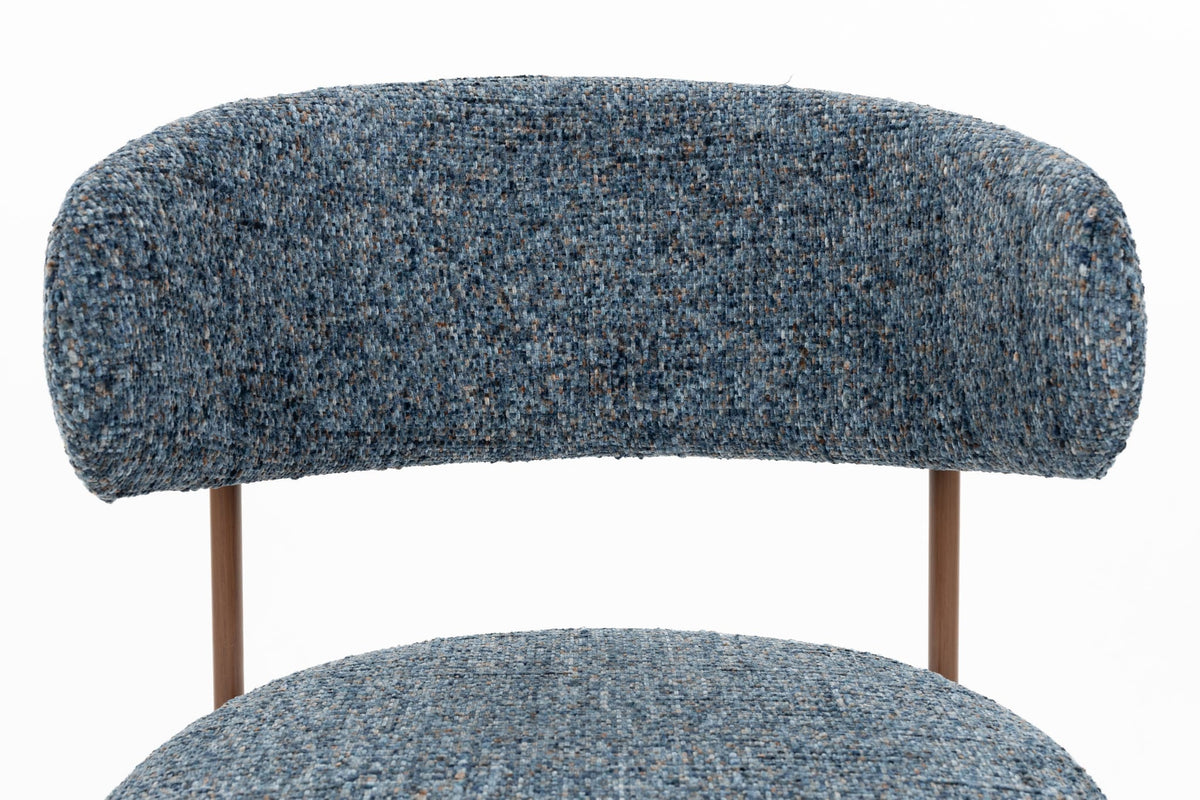 Chaise en tissu bleu chiné et métal marron 56,5x56,5x79cm Finn - White Label Living — vue 10