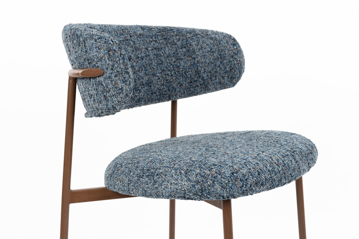 Chaise en tissu bleu chiné et métal marron 56,5x56,5x79cm Finn - White Label Living — vue 11