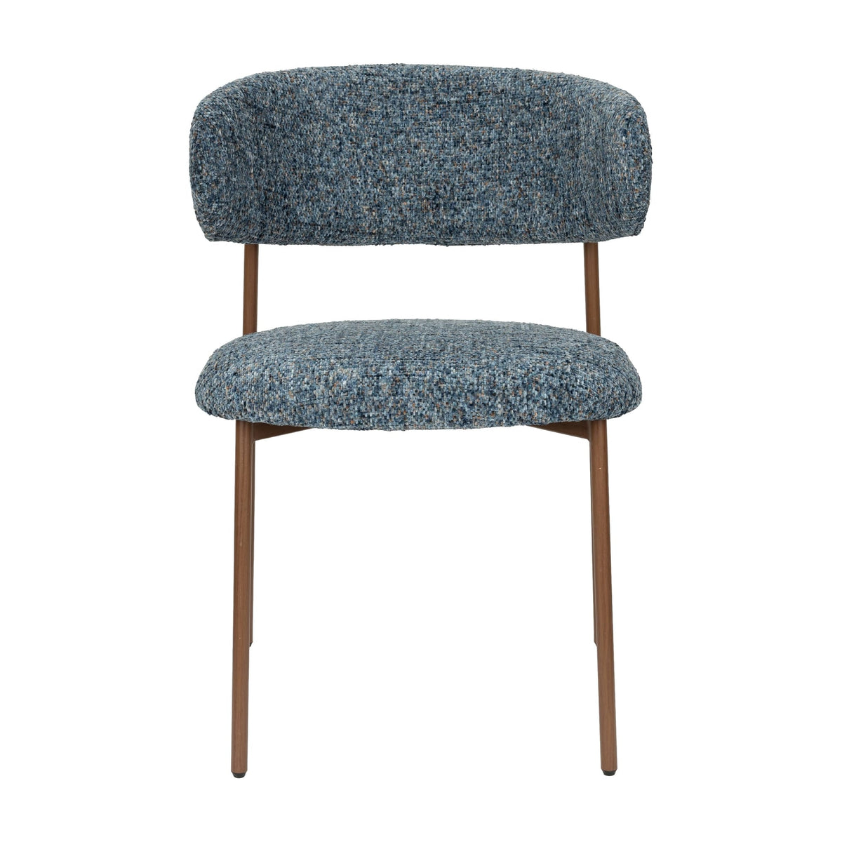 Chaise en tissu bleu chiné et métal marron 56,5x56,5x79cm Finn - White Label Living — vue 4