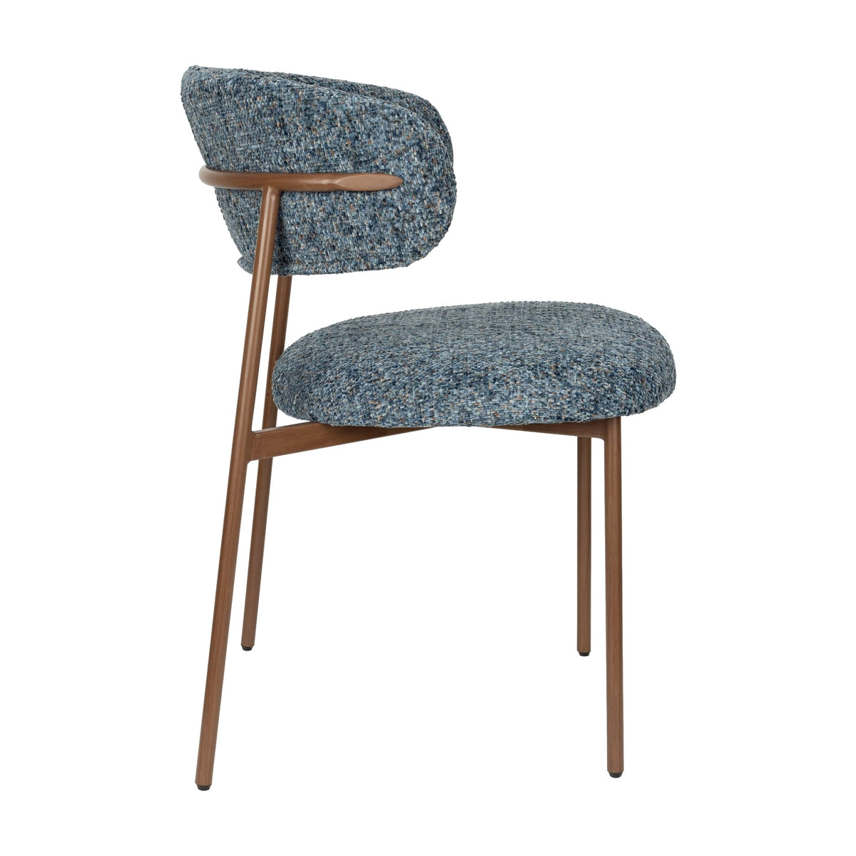 Chaise en tissu bleu chiné et métal marron 56,5x56,5x79cm Finn - White Label Living — vue 5
