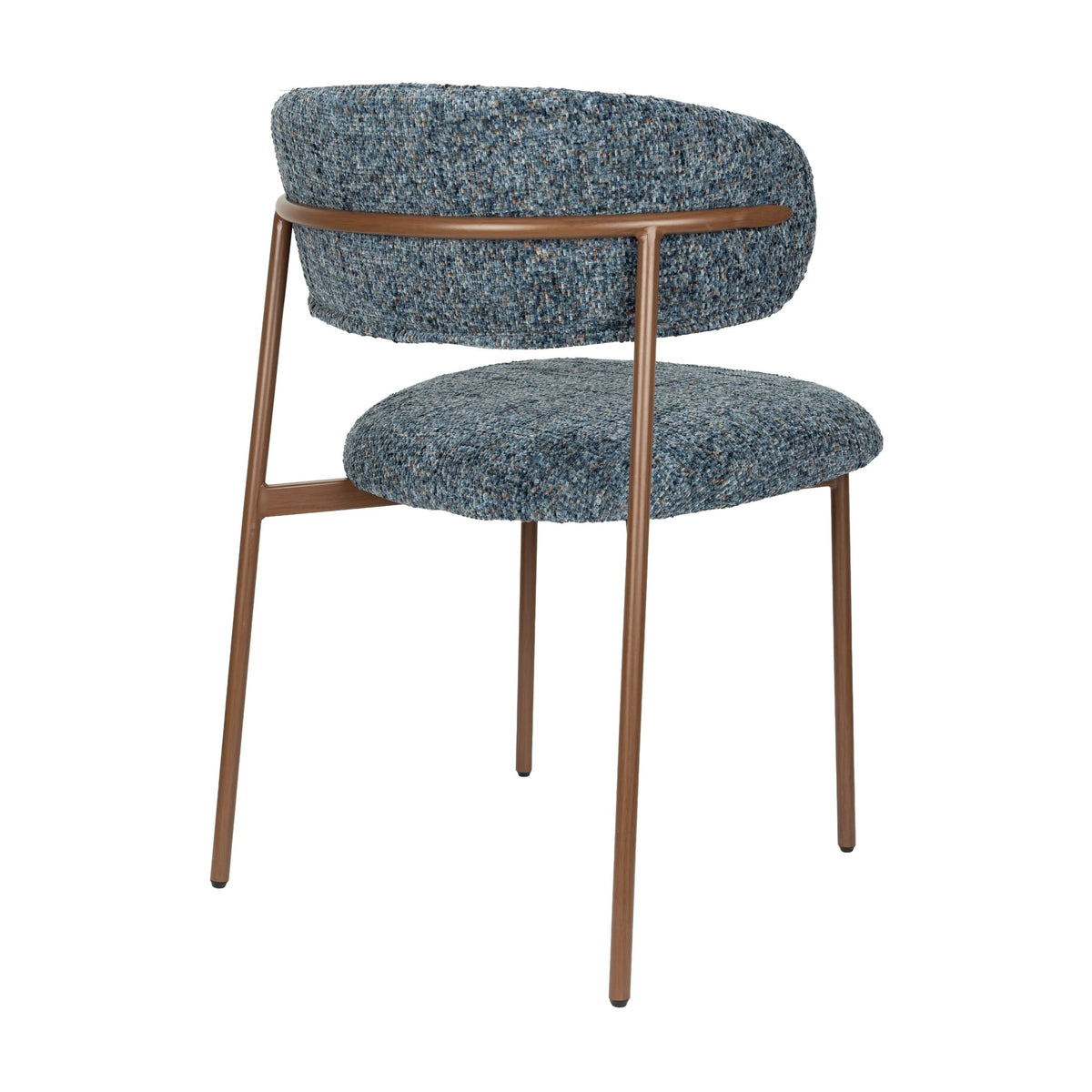 Chaise en tissu bleu chiné et métal marron 56,5x56,5x79cm Finn - White Label Living — vue 6