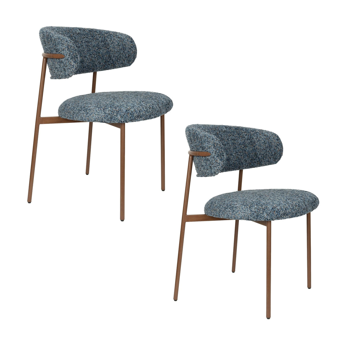 Chaise en tissu bleu chiné et métal marron 56,5x56,5x79cm Finn - White Label Living — vue 8