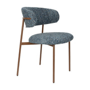 Chaise en tissu bleu chiné et métal marron 56,5x56,5x79cm Finn - White Label Living