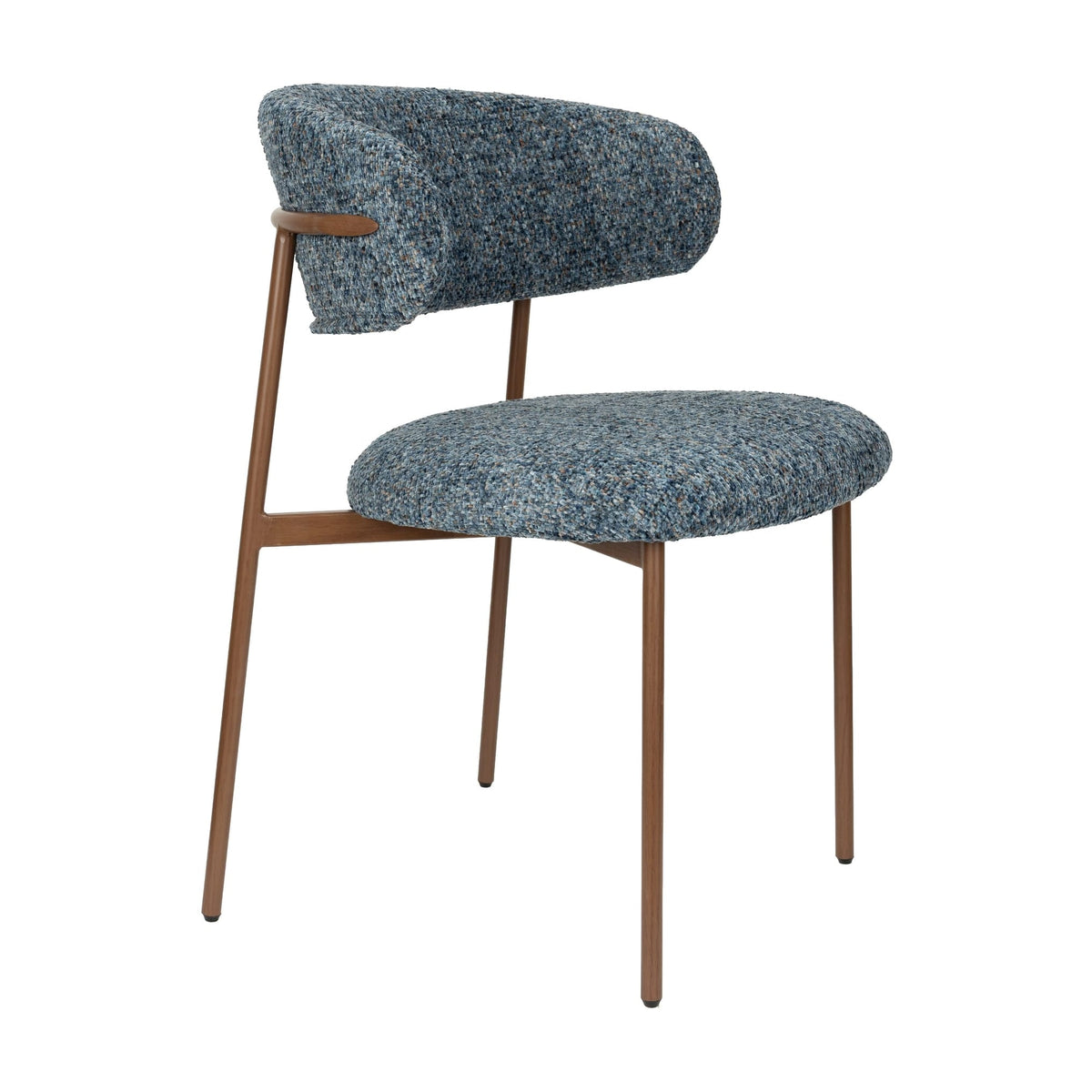Chaise en tissu bleu chiné et métal marron 56,5x56,5x79cm Finn - White Label Living