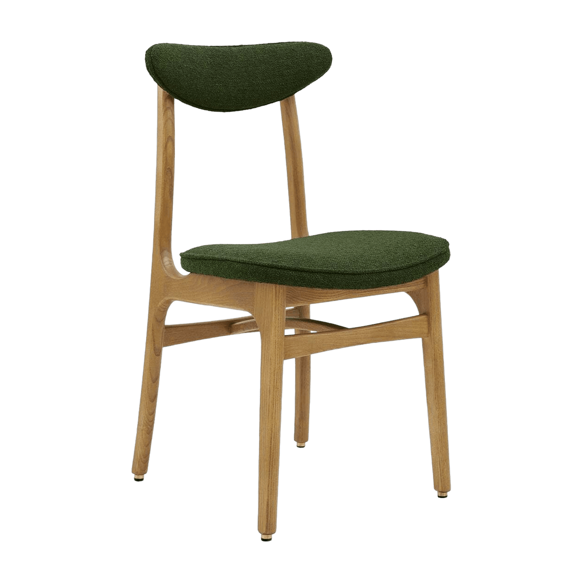 Chaise en tissu bouclé vert bouteille et frêne nature 52 x 45 Série 200-190 - 366 Concept - The Cool Republic