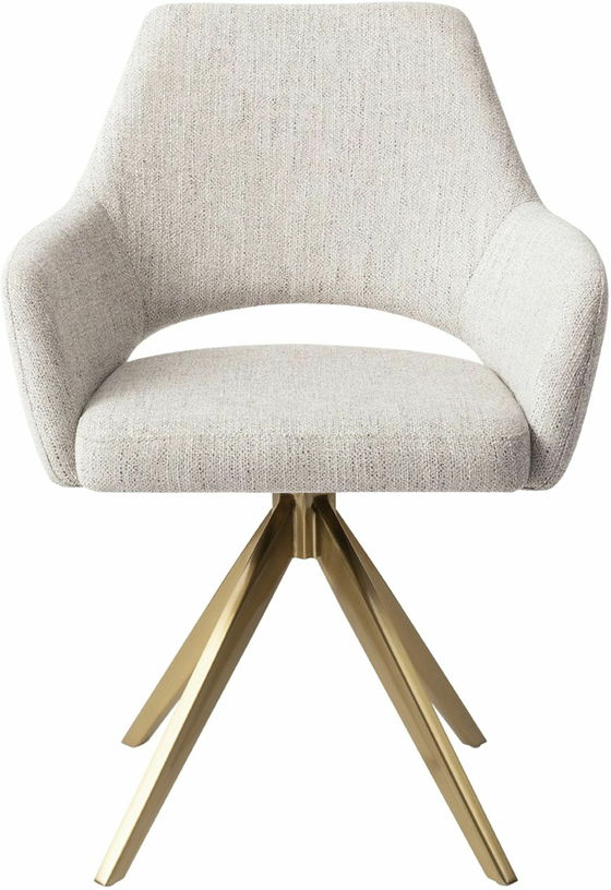 Chaise en tissu gris pigeon avec pieds rotatifs en métal doré Yanai - Jesper Home - The Cool Republic