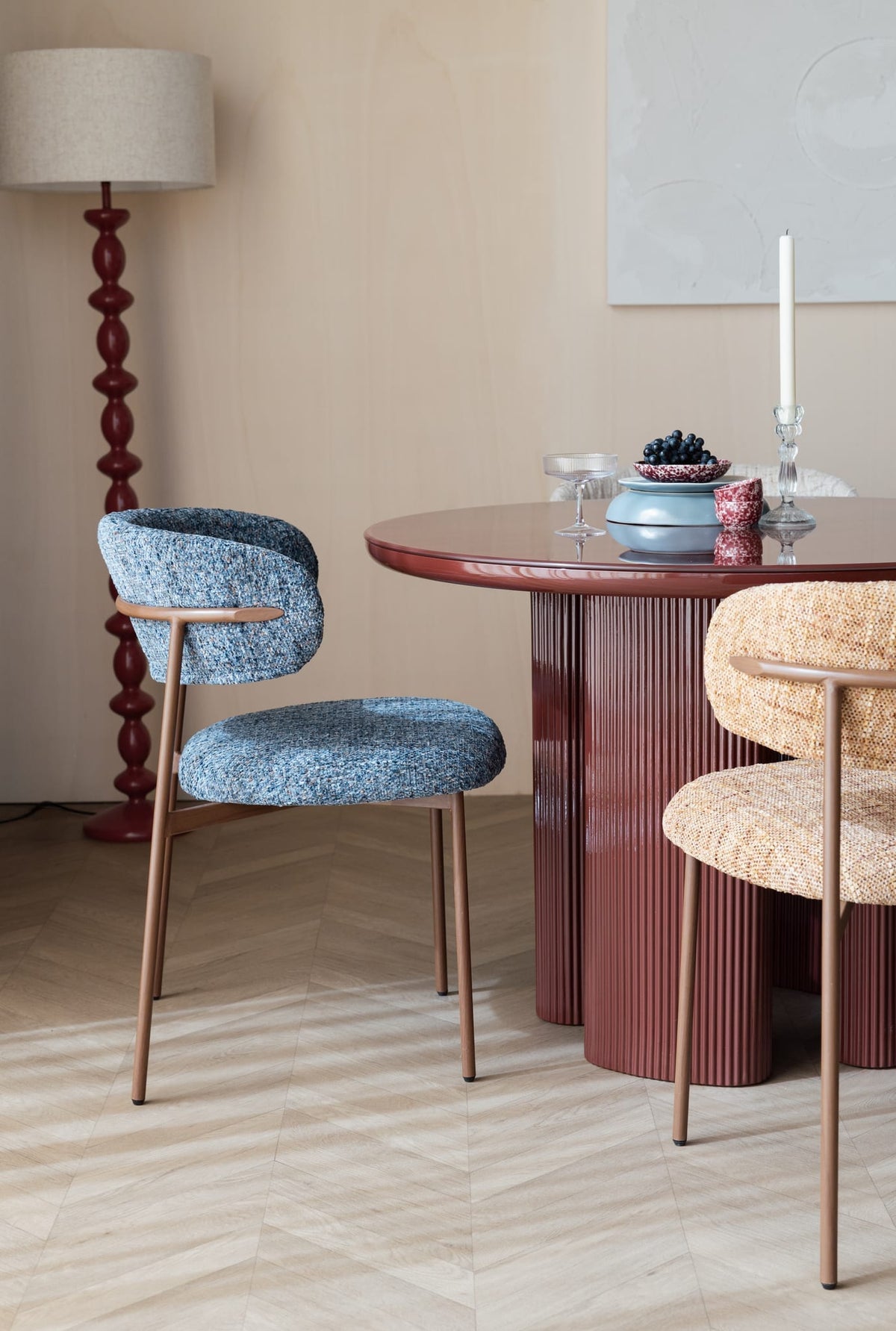 Chaise en tissu jaune chiné et métal marron 56,5x56,5x79cm Finn - White Label Living — vue 2