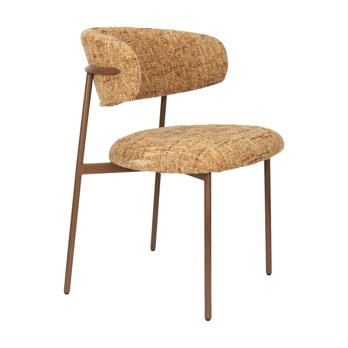 Chaise en tissu jaune chiné et métal marron 56,5x56,5x79cm Finn - White Label Living