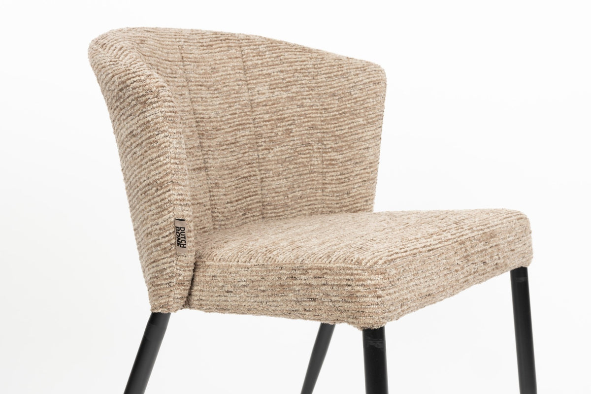 Chaise en tissu marron et métal noir Georgia - Dutchbone - The Cool Republic