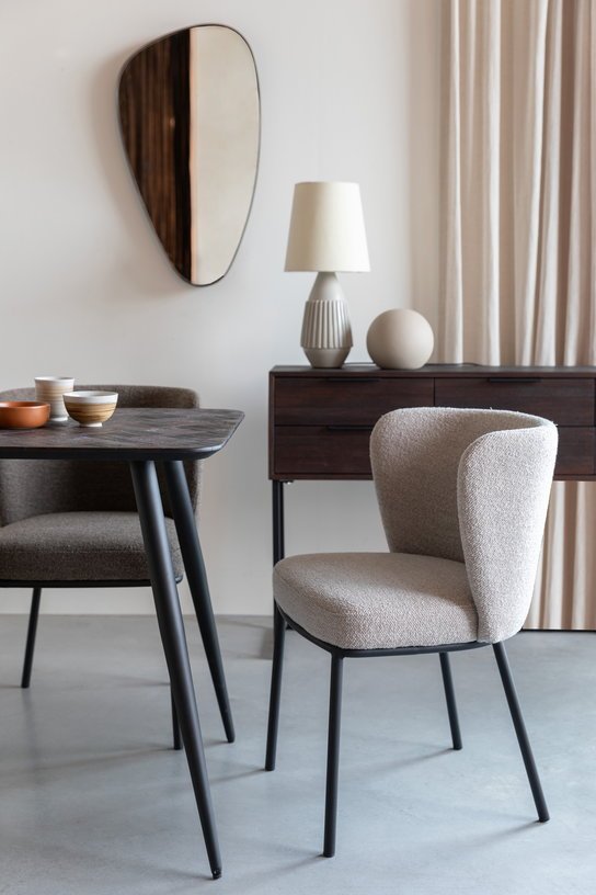 Chaise en tissu marron et métal noir Marius - The Cool Republic - The Cool Republic
