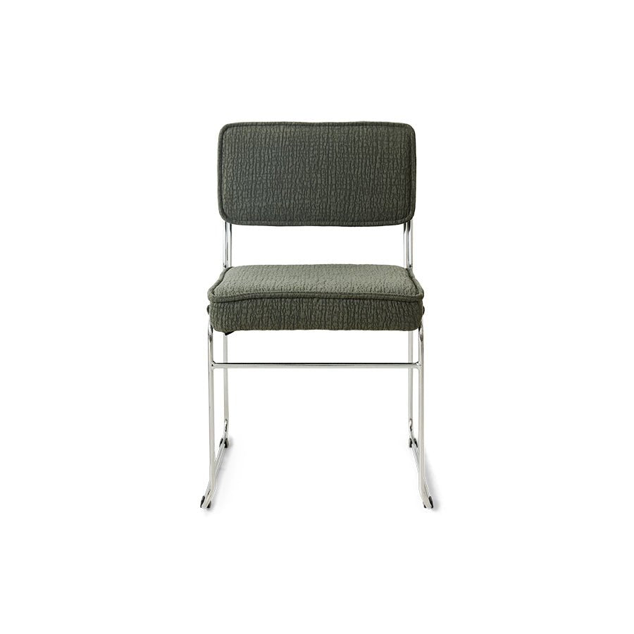 Chaise en tissu vert et acier chromé Endless - HKLiving - The Cool Republic