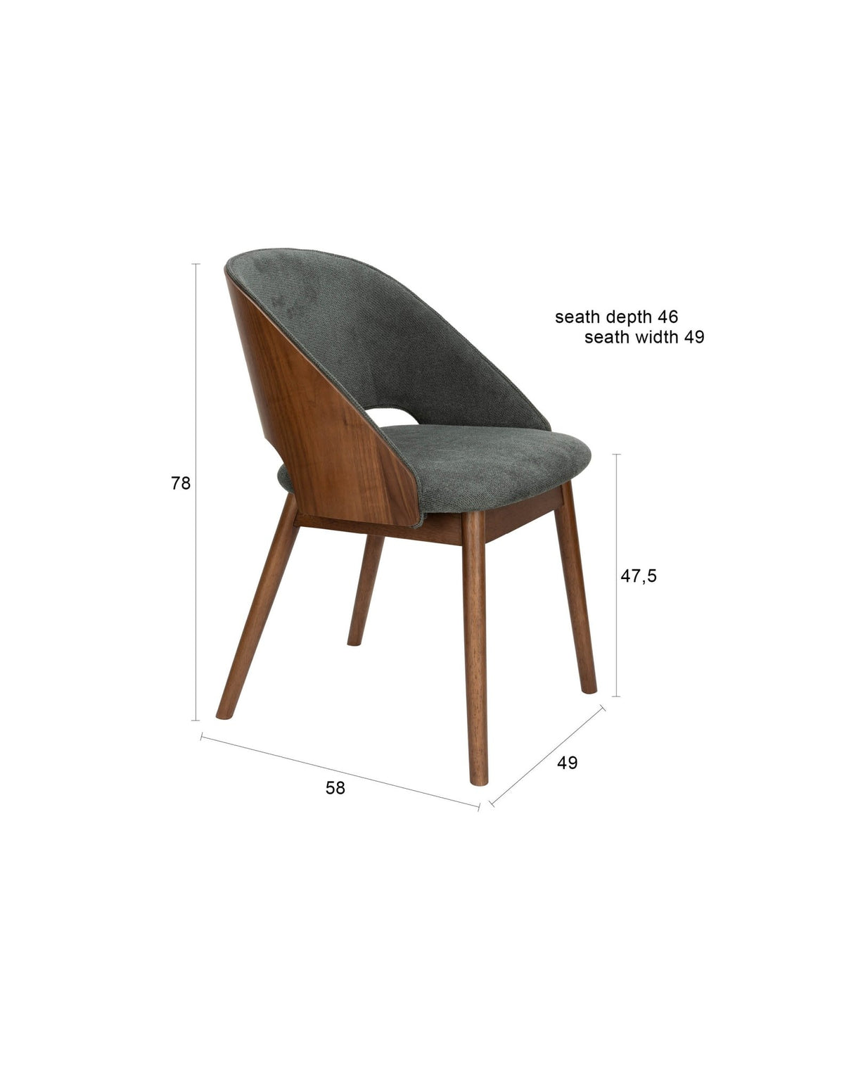 Chaise en tissu vert et bois d'hévéa Velore - Dutchbone - The Cool Republic