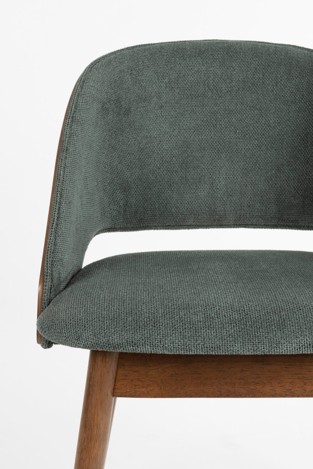 Chaise en tissu vert et bois d'hévéa Velore - Dutchbone - The Cool Republic