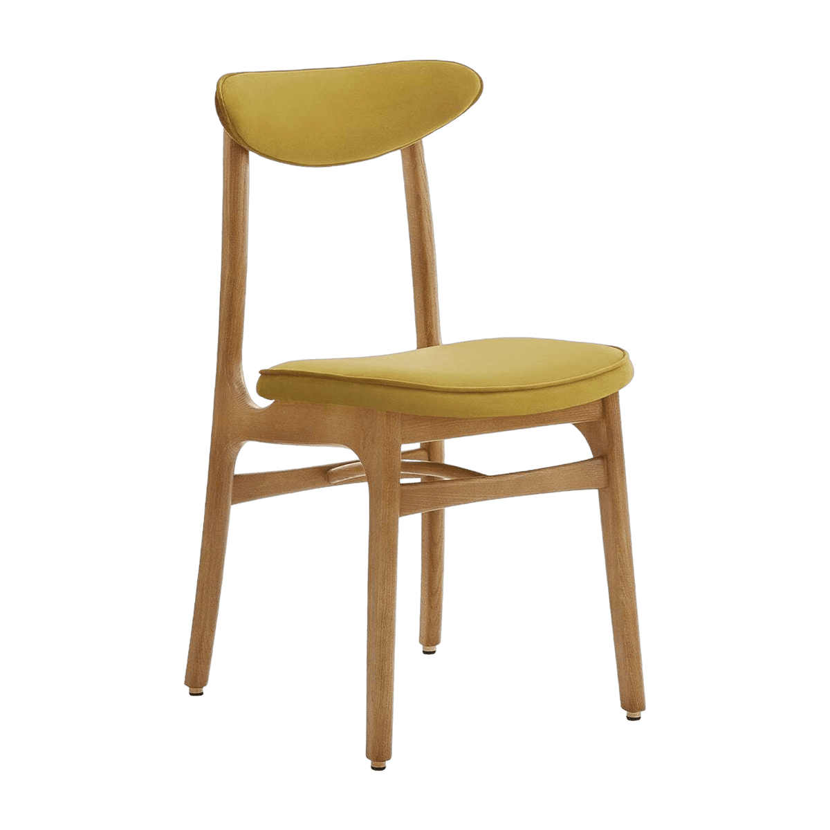Chaise en velours brillant moutarde et frêne nature 52 x 45 Série 200-190 - 366 Concept - The Cool Republic