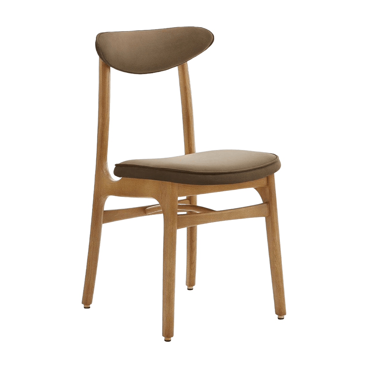 Chaise en velours brillant taupe et frêne nature 52 x 45 Série 200-190 - 366 Concept - The Cool Republic