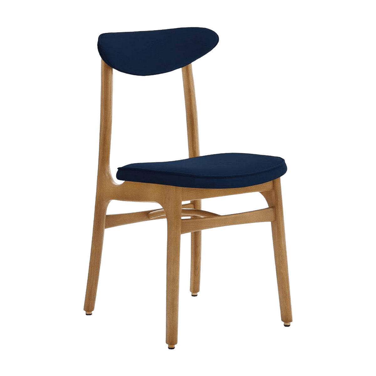 Chaise en velours indigo et frêne nature 52 x 45 Série 200-190 - 366 Concept - The Cool Republic