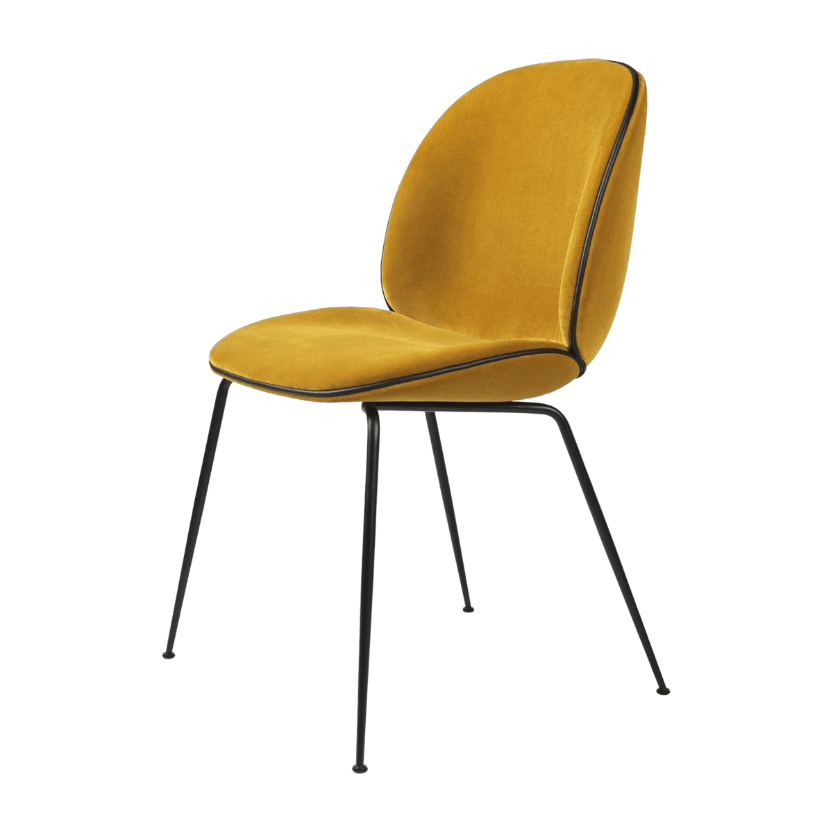 Chaise en velours moutarde piétement en métal noir Beetle - Gubi - The Cool Republic