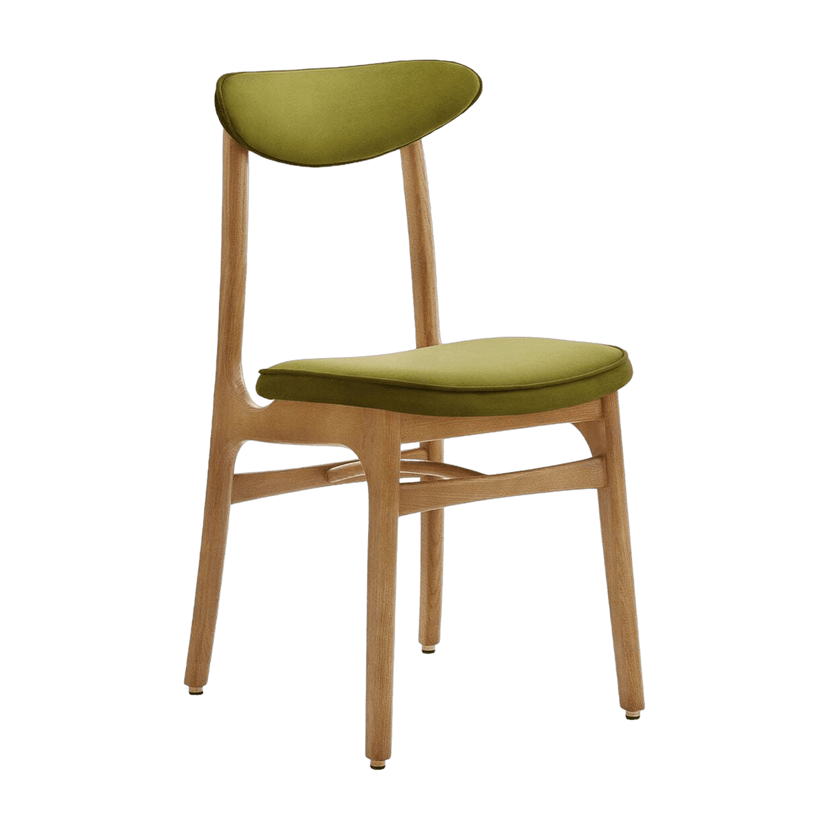 Chaise en velours olive et frêne naturel 52 x 45 Série 200-190 - 366 Concept - The Cool Republic