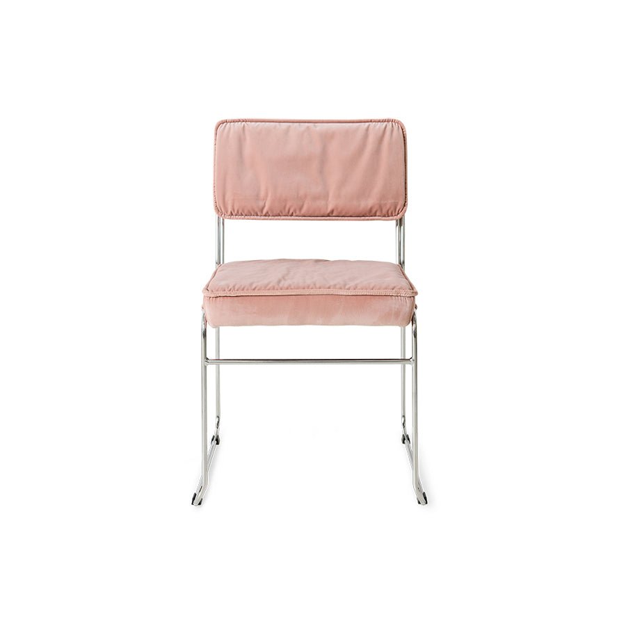 Chaise en velours rose et acier chromé Endless - HKLiving - The Cool Republic