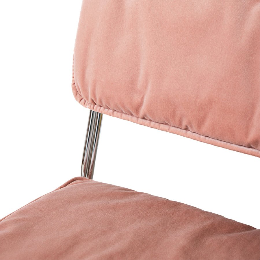 Chaise en velours rose et acier chromé Endless - HKLiving - The Cool Republic