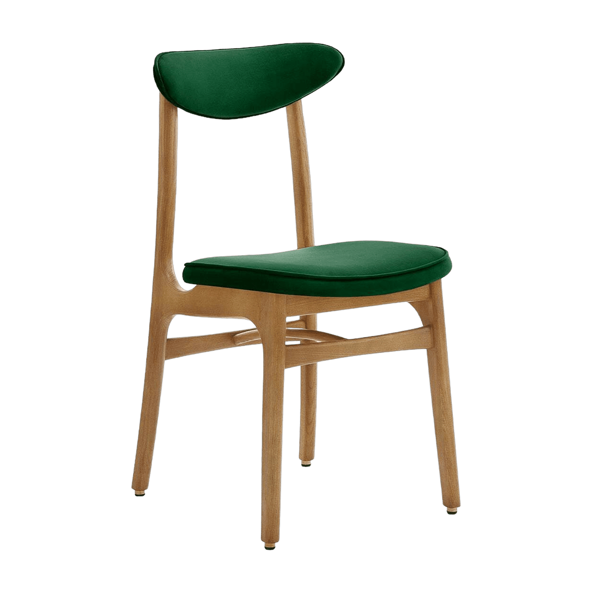 Chaise en velours vert bouteille et frêne nature 52 x 45 Série 200-190 - 366 Concept - The Cool Republic