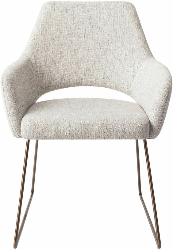 Chaise gris clair pigeon avec pieds élégants en métal rosé Yanai - Jesper Home - The Cool Republic