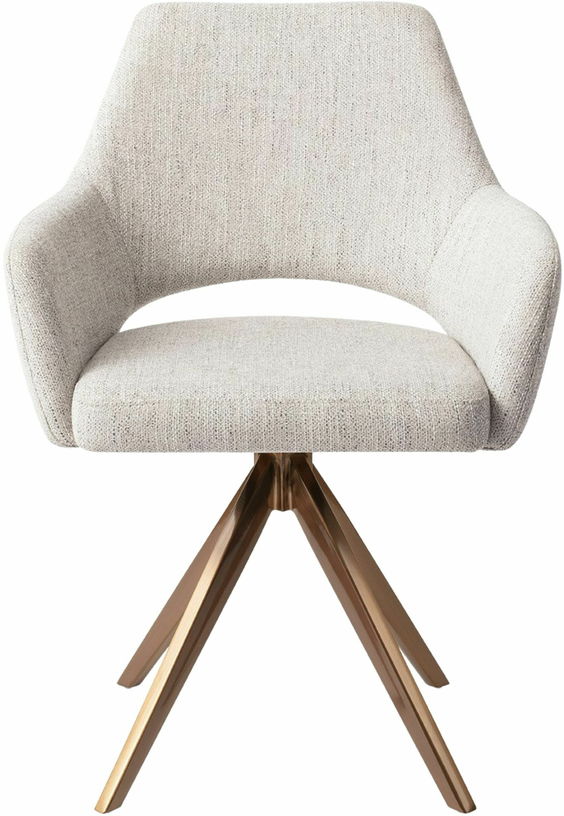 Chaise gris clair pigeon avec pieds rotatifs en métal rosé Yanai - Jesper Home - The Cool Republic