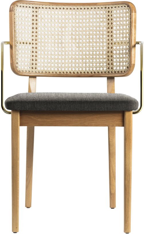 Chaise grise avec accoudoirs en chêne naturel Cannage - RED Edition - The Cool Republic