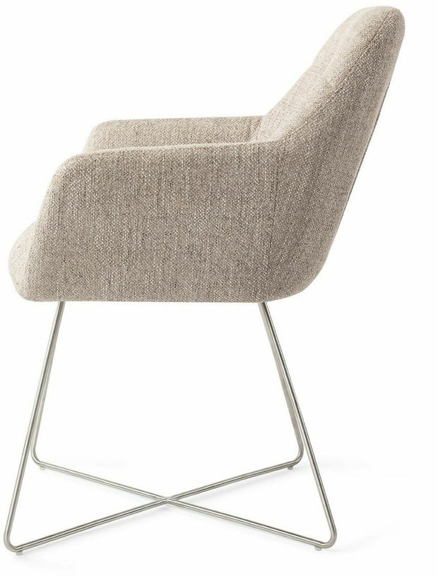 Chaise grise biscuit beach avec pieds croisés en métal argenté Yanai - Jesper Home - The Cool Republic