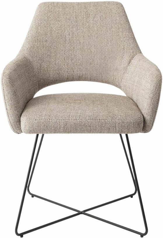 Chaise grise biscuit beach avec pieds croisés en métal noir Yanai - Jesper Home - The Cool Republic