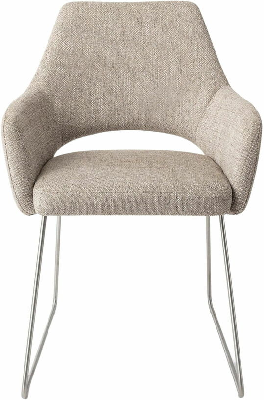 Chaise grise biscuit beach avec pieds élégants en métal argenté Yanai - Jesper Home - The Cool Republic