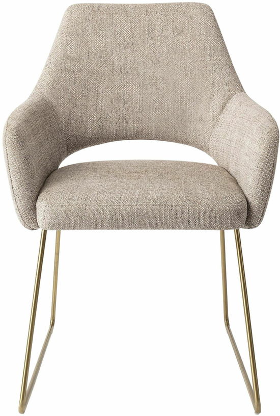 Chaise grise biscuit beach avec pieds élégants en métal doré Yanai - Jesper Home - The Cool Republic