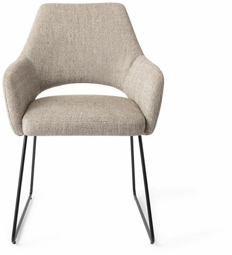 Chaise grise biscuit beach avec pieds élégants en métal noir Yanai - Jesper Home - The Cool Republic