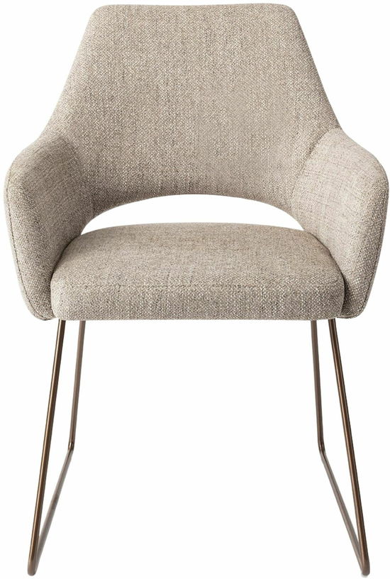 Chaise grise biscuit beach avec pieds élégants en métal rosé Yanai - Jesper Home - The Cool Republic