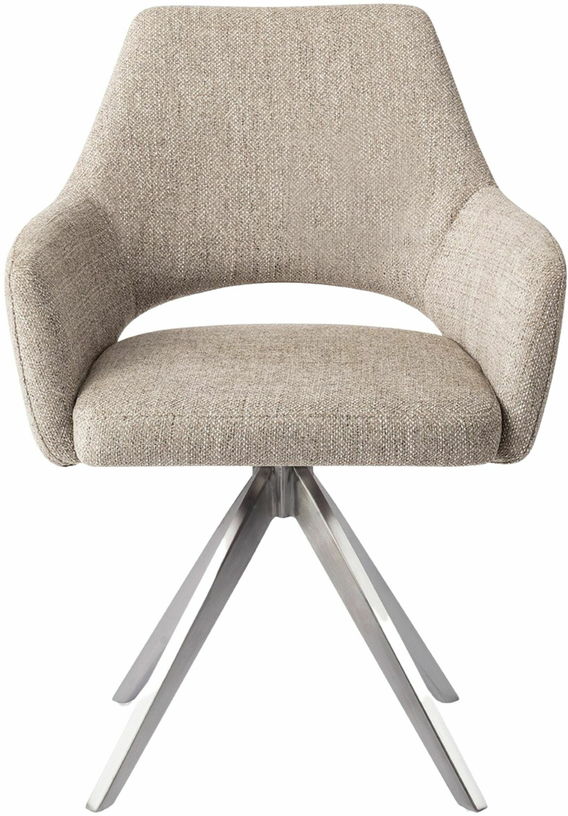 Chaise grise biscuit beach avec pieds rotatifs en métal argenté Yanai - Jesper Home - The Cool Republic