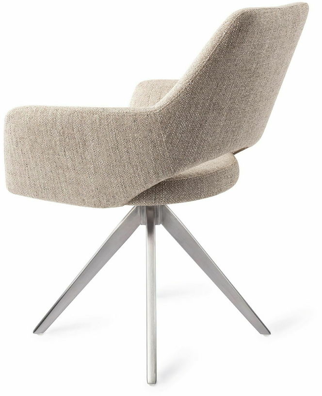 Chaise grise biscuit beach avec pieds rotatifs en métal argenté Yanai - Jesper Home - The Cool Republic
