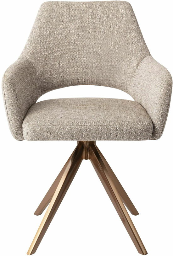 Chaise grise biscuit beach avec pieds rotatifs en métal rosé Yanai - Jesper Home - The Cool Republic