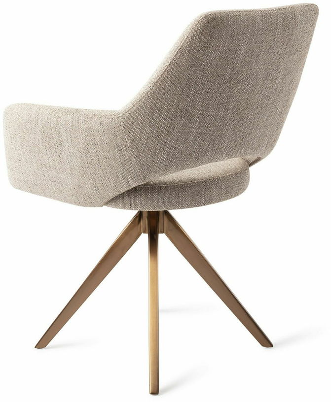 Chaise grise biscuit beach avec pieds rotatifs en métal rosé Yanai - Jesper Home - The Cool Republic