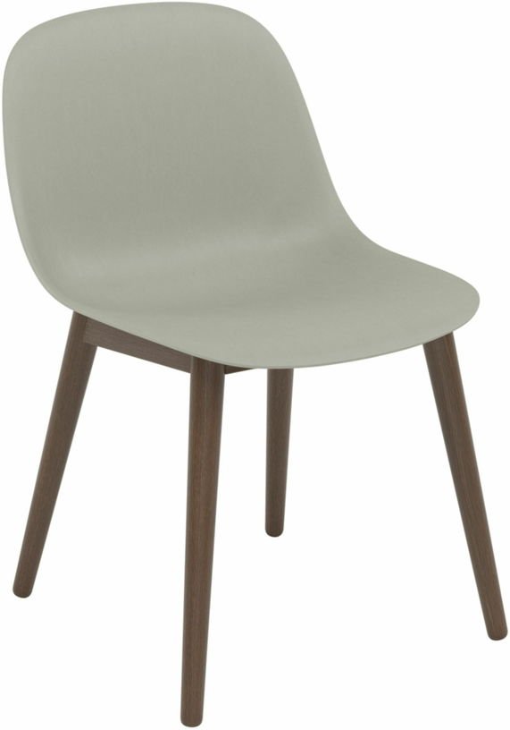 Chaise grise piétement en chêne marron Fiber - Muuto - The Cool Republic